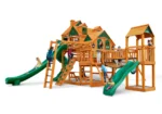 Gorilla Playsets Empire Extreme Wooden Swing Set with Monkey Bars, Clatter Bridge & Triple Slides
