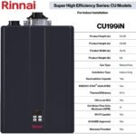 Rinnai CU199iN 11 GPM Indoor Commercial Natural Gas Condensing Tankless Water Heater New - Image 3