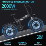 Folding Ebikes for Adults Ridstar 750W Motor 48V 14AH Removable Battery 20 X 4.0 Fat Tire Shimano 7-Speed 19.8MPH Electric Bike - Image 7
