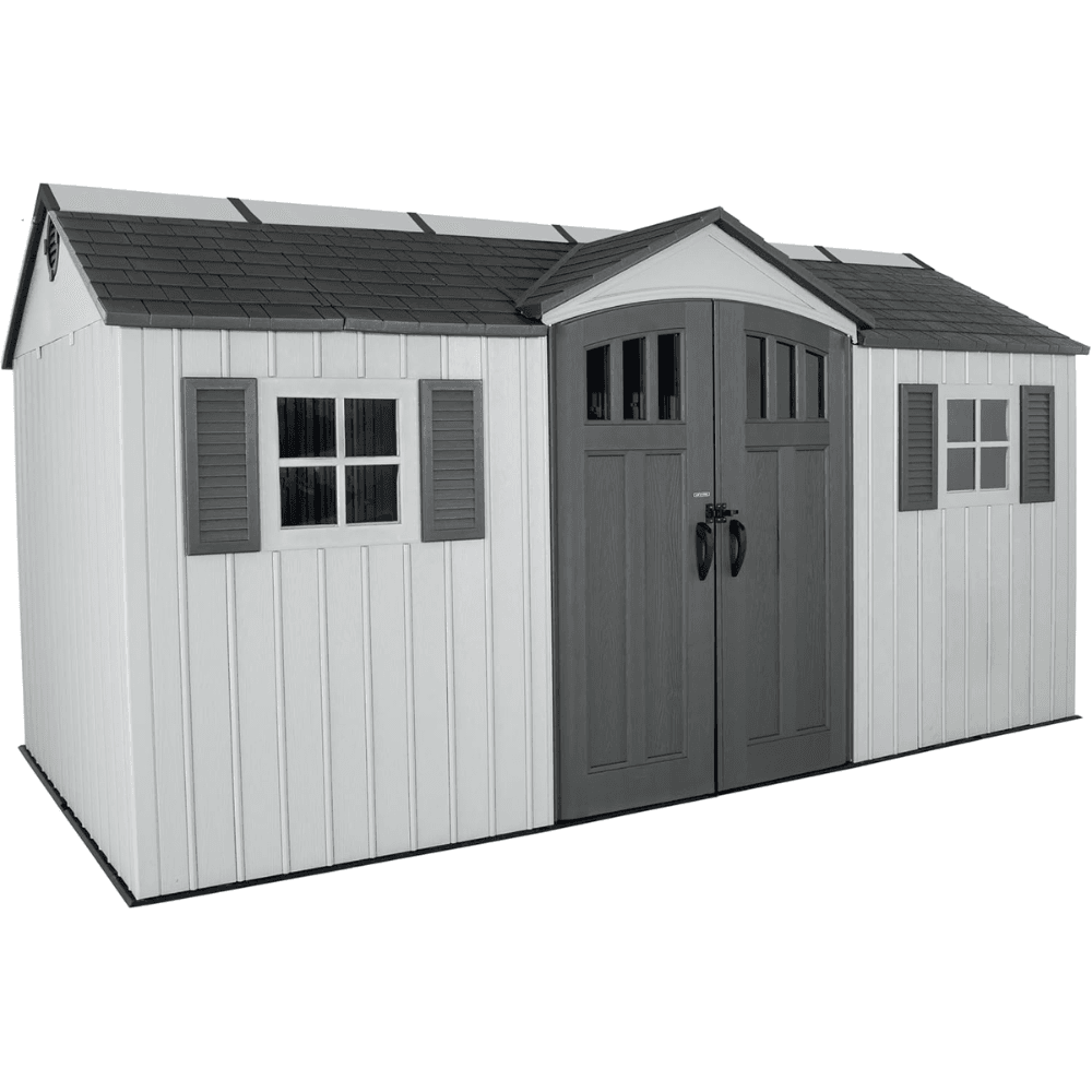 pop-product-249-image-1.png Lifetime 15′ x 8′ Dual Entry Outdoor Storage Shed, Gray - Image 1