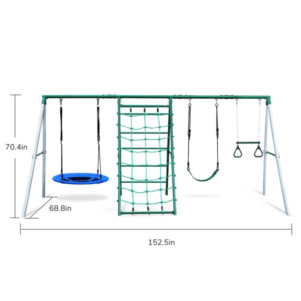 pop-product-78-image-1.png Swing Sets with Saucer Swing,Belt Swing,Trapeze Bar,Climbing Rope,Climbing Ladder - Image 1
